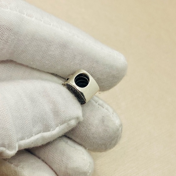 EUC Pandora 791429CZ Sterling Silver Lock of Love Heart Dangle Charm w/ CZ’s - Picture 7 of 9